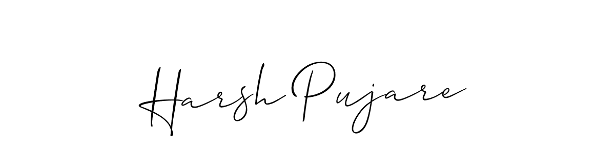 The best way (Allison_Script) to make a short signature is to pick only two or three words in your name. The name Harsh Pujare include a total of six letters. For converting this name. Harsh Pujare signature style 2 images and pictures png