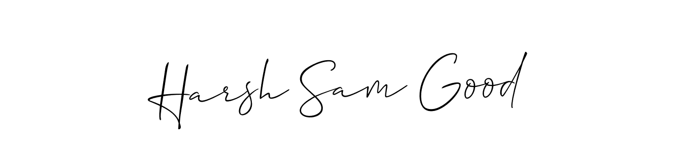 Similarly Allison_Script is the best handwritten signature design. Signature creator online .You can use it as an online autograph creator for name Harsh Sam Good. Harsh Sam Good signature style 2 images and pictures png