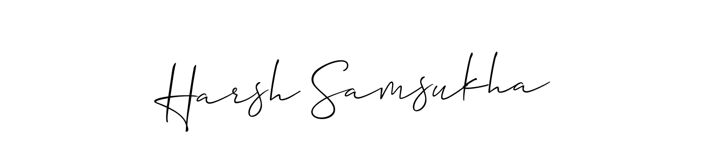 You should practise on your own different ways (Allison_Script) to write your name (Harsh Samsukha) in signature. don't let someone else do it for you. Harsh Samsukha signature style 2 images and pictures png