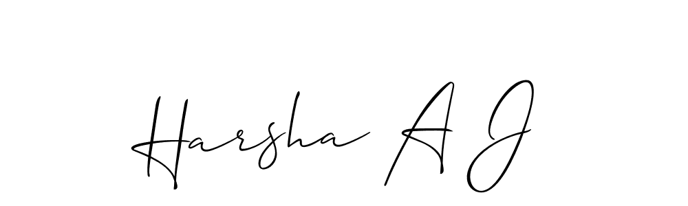 How to make Harsha A J name signature. Use Allison_Script style for creating short signs online. This is the latest handwritten sign. Harsha A J signature style 2 images and pictures png