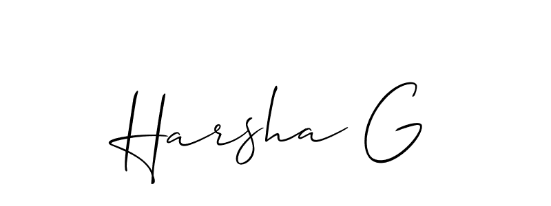 How to make Harsha G signature? Allison_Script is a professional autograph style. Create handwritten signature for Harsha G name. Harsha G signature style 2 images and pictures png