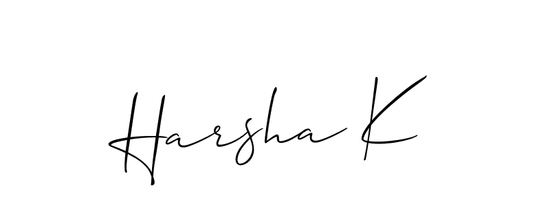 Also You can easily find your signature by using the search form. We will create Harsha K name handwritten signature images for you free of cost using Allison_Script sign style. Harsha K signature style 2 images and pictures png