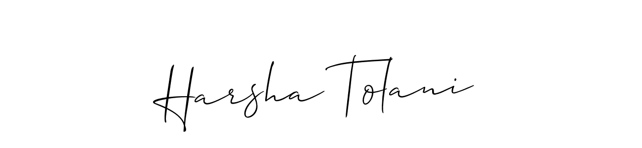 How to make Harsha Tolani signature? Allison_Script is a professional autograph style. Create handwritten signature for Harsha Tolani name. Harsha Tolani signature style 2 images and pictures png