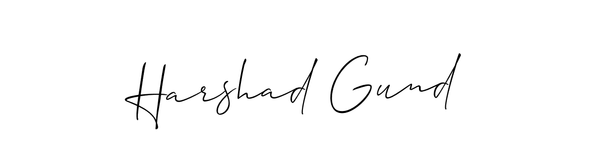 Make a beautiful signature design for name Harshad Gund. With this signature (Allison_Script) style, you can create a handwritten signature for free. Harshad Gund signature style 2 images and pictures png