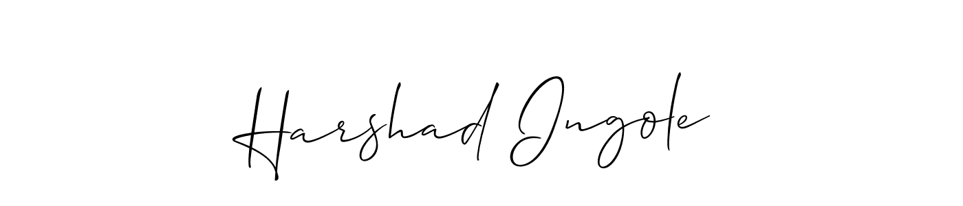 if you are searching for the best signature style for your name Harshad Ingole. so please give up your signature search. here we have designed multiple signature styles  using Allison_Script. Harshad Ingole signature style 2 images and pictures png