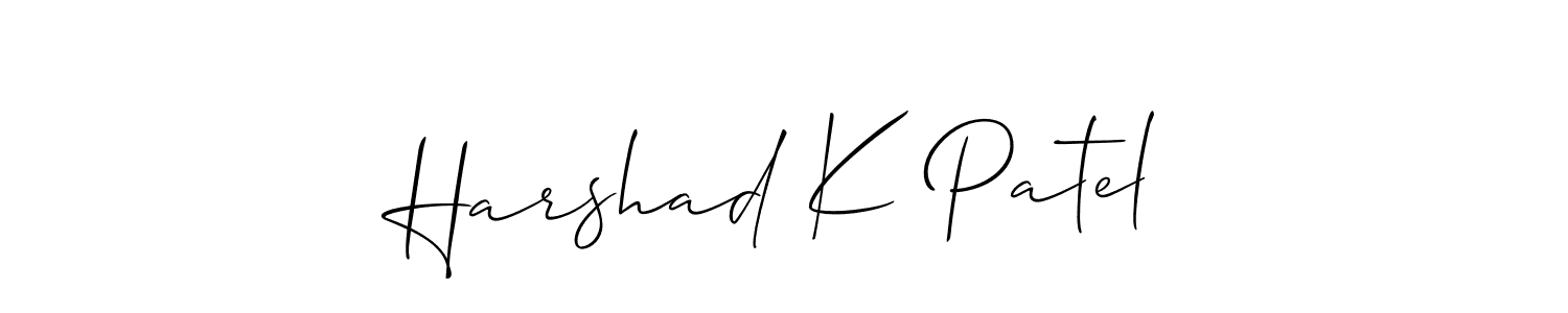 Use a signature maker to create a handwritten signature online. With this signature software, you can design (Allison_Script) your own signature for name Harshad K Patel. Harshad K Patel signature style 2 images and pictures png