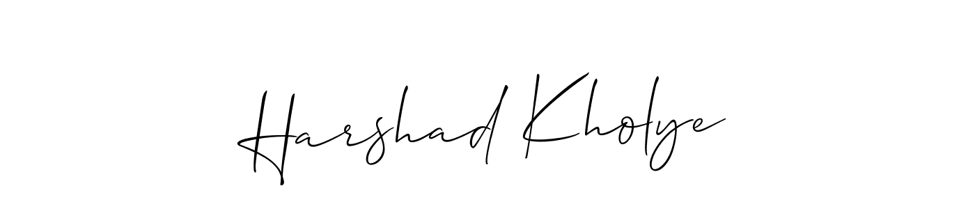 Make a beautiful signature design for name Harshad Kholye. With this signature (Allison_Script) style, you can create a handwritten signature for free. Harshad Kholye signature style 2 images and pictures png