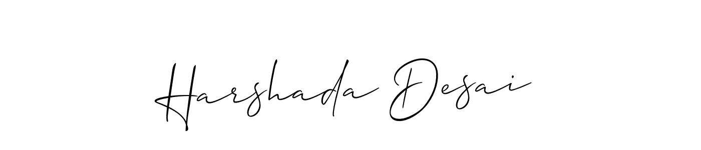 Create a beautiful signature design for name Harshada Desai. With this signature (Allison_Script) fonts, you can make a handwritten signature for free. Harshada Desai signature style 2 images and pictures png