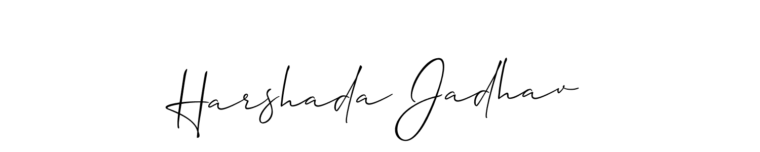 It looks lik you need a new signature style for name Harshada Jadhav. Design unique handwritten (Allison_Script) signature with our free signature maker in just a few clicks. Harshada Jadhav signature style 2 images and pictures png