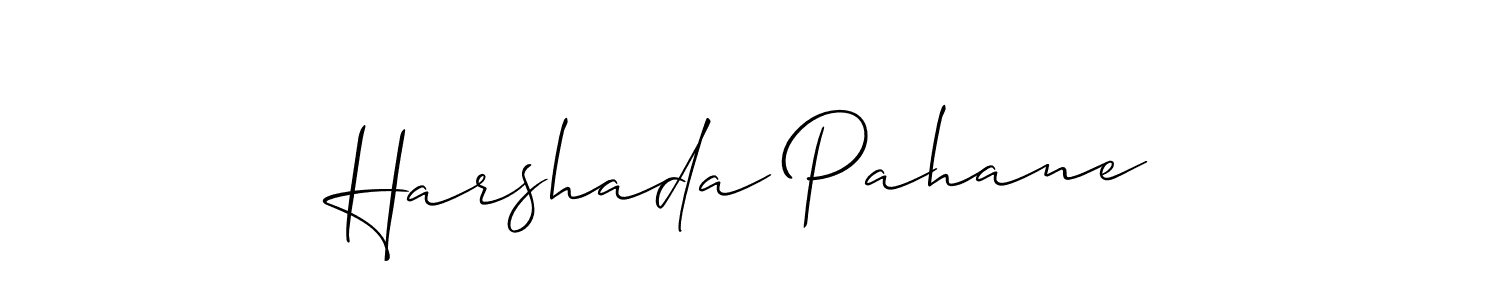 How to make Harshada Pahane name signature. Use Allison_Script style for creating short signs online. This is the latest handwritten sign. Harshada Pahane signature style 2 images and pictures png