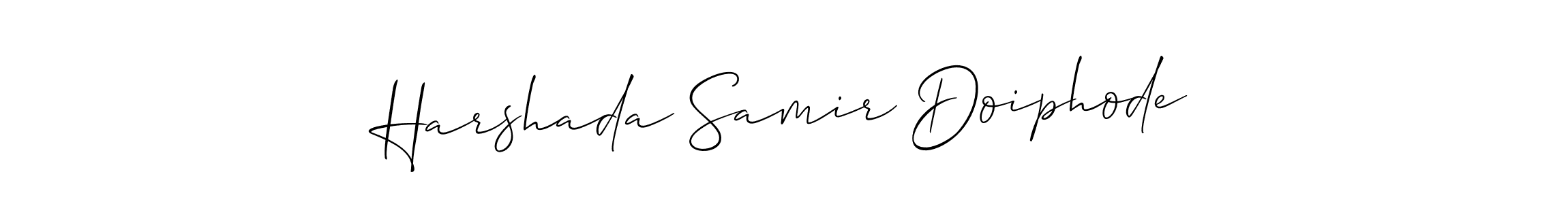 Make a short Harshada Samir Doiphode signature style. Manage your documents anywhere anytime using Allison_Script. Create and add eSignatures, submit forms, share and send files easily. Harshada Samir Doiphode signature style 2 images and pictures png