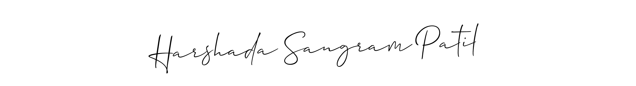 This is the best signature style for the Harshada Sangram Patil name. Also you like these signature font (Allison_Script). Mix name signature. Harshada Sangram Patil signature style 2 images and pictures png