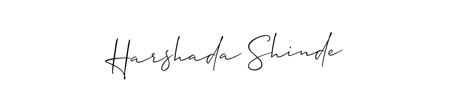 Allison_Script is a professional signature style that is perfect for those who want to add a touch of class to their signature. It is also a great choice for those who want to make their signature more unique. Get Harshada Shinde name to fancy signature for free. Harshada Shinde signature style 2 images and pictures png