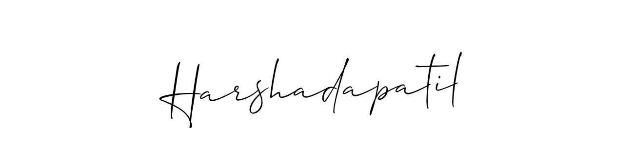It looks lik you need a new signature style for name Harshadapatil. Design unique handwritten (Allison_Script) signature with our free signature maker in just a few clicks. Harshadapatil signature style 2 images and pictures png