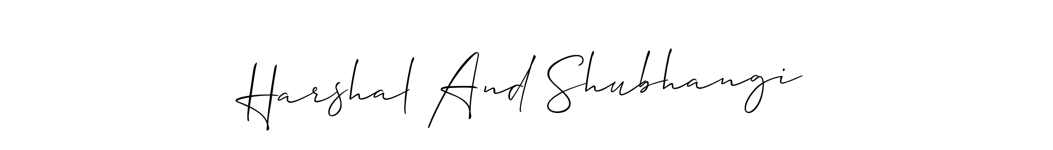 You can use this online signature creator to create a handwritten signature for the name Harshal And Shubhangi. This is the best online autograph maker. Harshal And Shubhangi signature style 2 images and pictures png