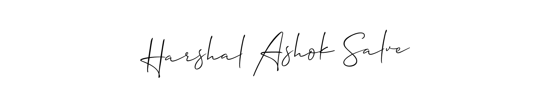 How to make Harshal Ashok Salve name signature. Use Allison_Script style for creating short signs online. This is the latest handwritten sign. Harshal Ashok Salve signature style 2 images and pictures png