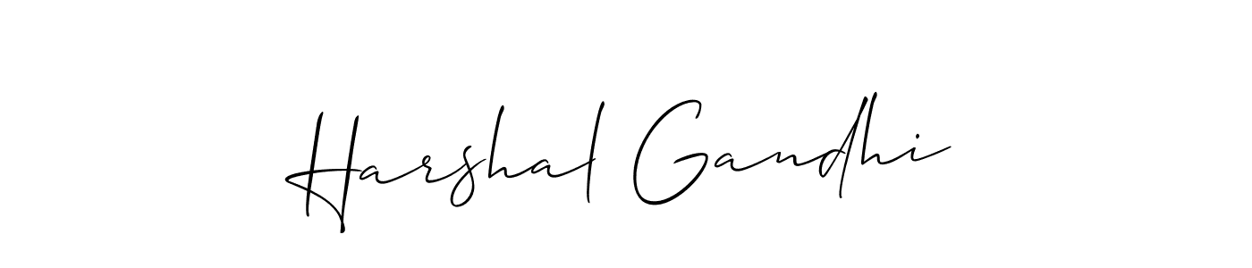 Make a beautiful signature design for name Harshal Gandhi. With this signature (Allison_Script) style, you can create a handwritten signature for free. Harshal Gandhi signature style 2 images and pictures png