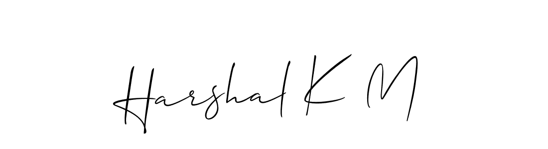 Create a beautiful signature design for name Harshal K M. With this signature (Allison_Script) fonts, you can make a handwritten signature for free. Harshal K M signature style 2 images and pictures png