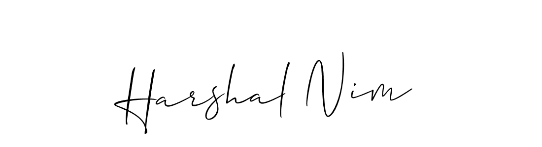 Similarly Allison_Script is the best handwritten signature design. Signature creator online .You can use it as an online autograph creator for name Harshal Nim. Harshal Nim signature style 2 images and pictures png