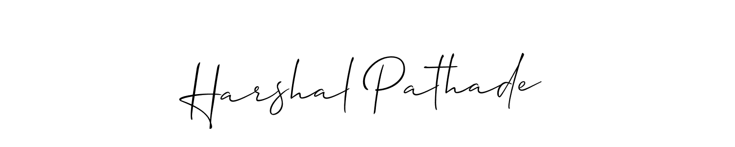 Also You can easily find your signature by using the search form. We will create Harshal Pathade name handwritten signature images for you free of cost using Allison_Script sign style. Harshal Pathade signature style 2 images and pictures png