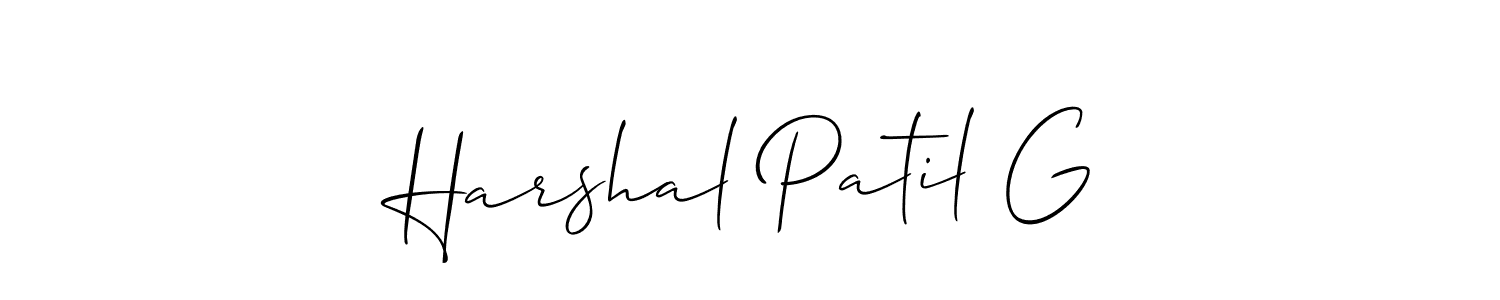 Allison_Script is a professional signature style that is perfect for those who want to add a touch of class to their signature. It is also a great choice for those who want to make their signature more unique. Get Harshal Patil G name to fancy signature for free. Harshal Patil G signature style 2 images and pictures png