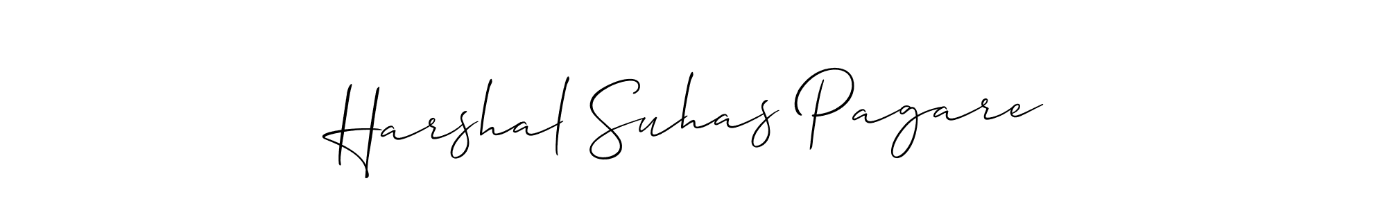 How to make Harshal Suhas Pagare name signature. Use Allison_Script style for creating short signs online. This is the latest handwritten sign. Harshal Suhas Pagare signature style 2 images and pictures png