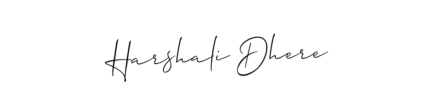 The best way (Allison_Script) to make a short signature is to pick only two or three words in your name. The name Harshali Dhere include a total of six letters. For converting this name. Harshali Dhere signature style 2 images and pictures png