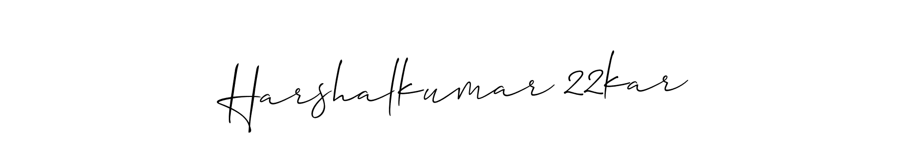 How to make Harshalkumar 22kar name signature. Use Allison_Script style for creating short signs online. This is the latest handwritten sign. Harshalkumar 22kar signature style 2 images and pictures png