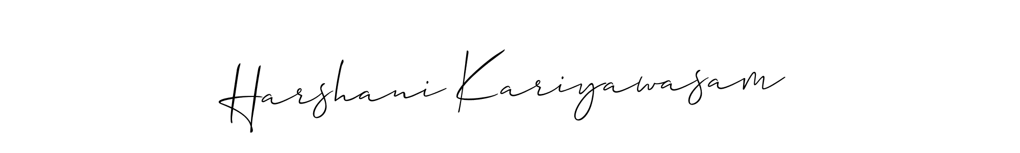 Design your own signature with our free online signature maker. With this signature software, you can create a handwritten (Allison_Script) signature for name Harshani Kariyawasam. Harshani Kariyawasam signature style 2 images and pictures png
