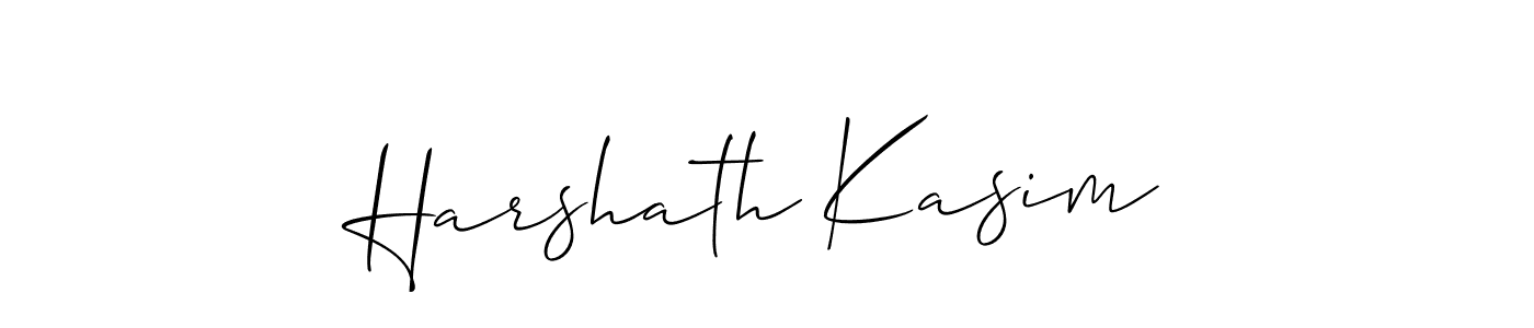 Allison_Script is a professional signature style that is perfect for those who want to add a touch of class to their signature. It is also a great choice for those who want to make their signature more unique. Get Harshath Kasim name to fancy signature for free. Harshath Kasim signature style 2 images and pictures png