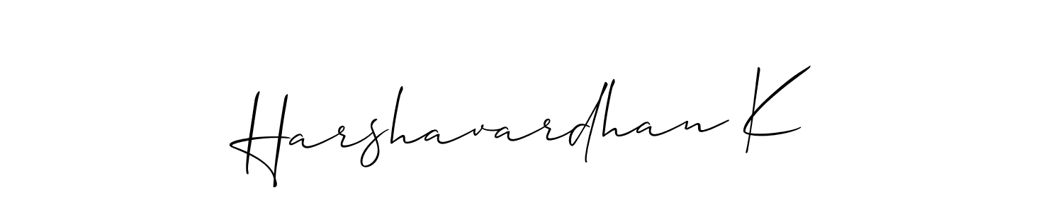 Use a signature maker to create a handwritten signature online. With this signature software, you can design (Allison_Script) your own signature for name Harshavardhan K. Harshavardhan K signature style 2 images and pictures png