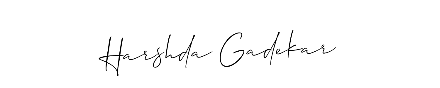 It looks lik you need a new signature style for name Harshda Gadekar. Design unique handwritten (Allison_Script) signature with our free signature maker in just a few clicks. Harshda Gadekar signature style 2 images and pictures png