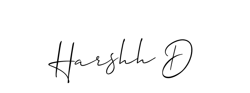 The best way (Allison_Script) to make a short signature is to pick only two or three words in your name. The name Harshh D include a total of six letters. For converting this name. Harshh D signature style 2 images and pictures png