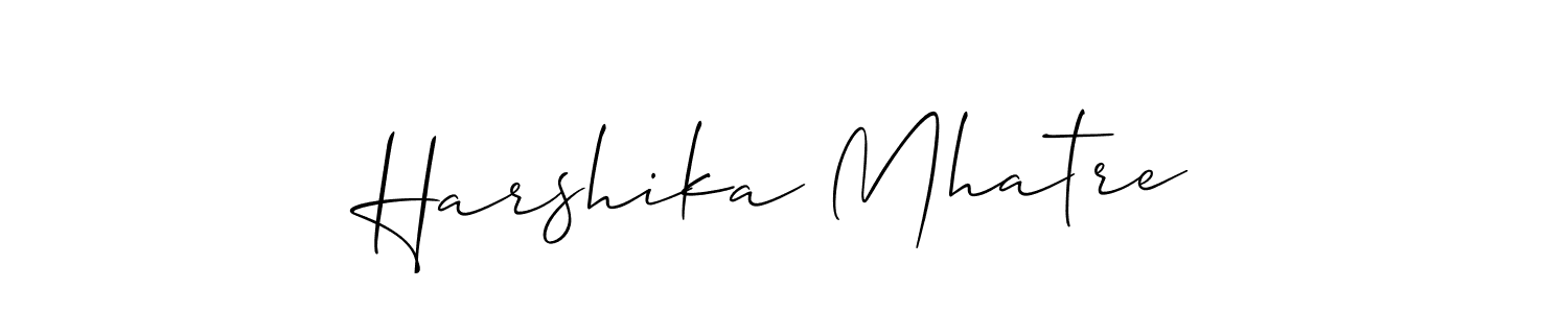 Similarly Allison_Script is the best handwritten signature design. Signature creator online .You can use it as an online autograph creator for name Harshika Mhatre. Harshika Mhatre signature style 2 images and pictures png