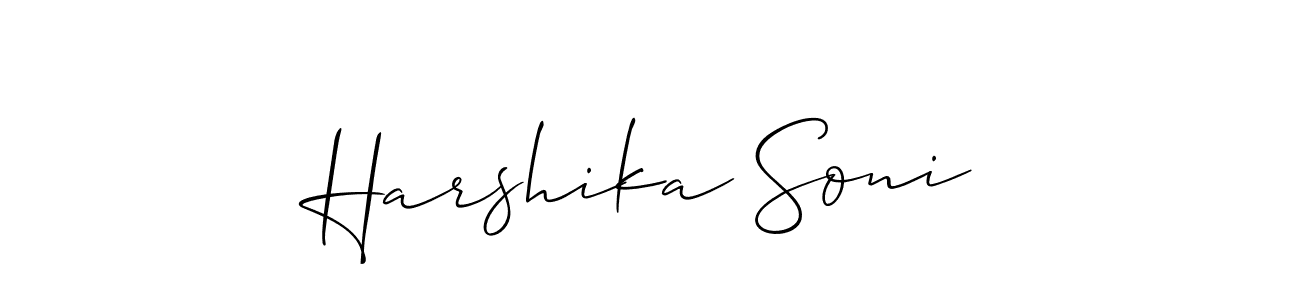 Also You can easily find your signature by using the search form. We will create Harshika Soni name handwritten signature images for you free of cost using Allison_Script sign style. Harshika Soni signature style 2 images and pictures png