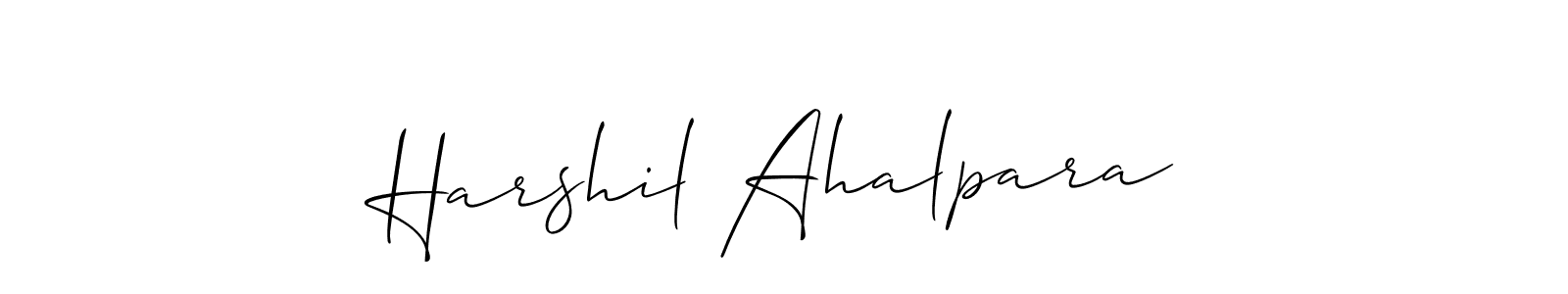 It looks lik you need a new signature style for name Harshil Ahalpara. Design unique handwritten (Allison_Script) signature with our free signature maker in just a few clicks. Harshil Ahalpara signature style 2 images and pictures png