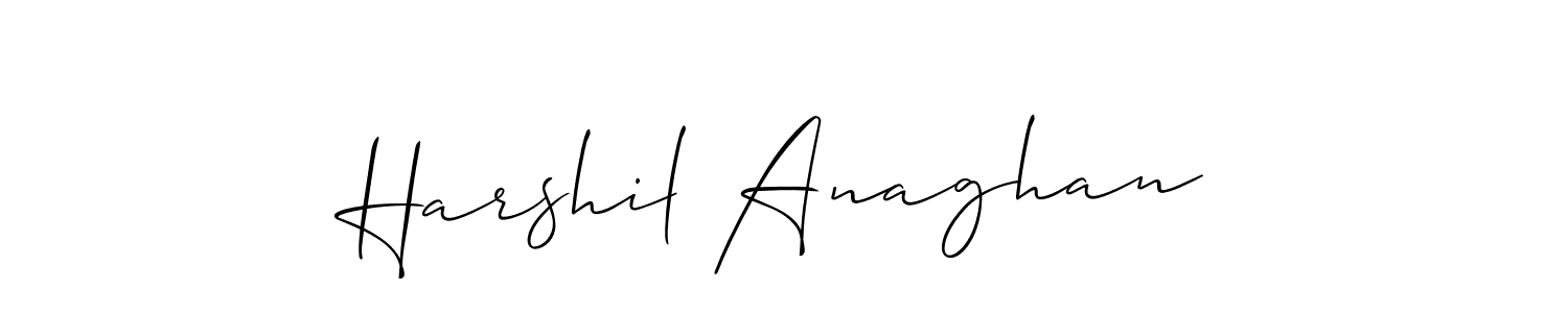 Make a short Harshil Anaghan signature style. Manage your documents anywhere anytime using Allison_Script. Create and add eSignatures, submit forms, share and send files easily. Harshil Anaghan signature style 2 images and pictures png