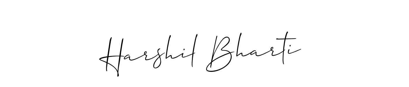 Create a beautiful signature design for name Harshil Bharti. With this signature (Allison_Script) fonts, you can make a handwritten signature for free. Harshil Bharti signature style 2 images and pictures png