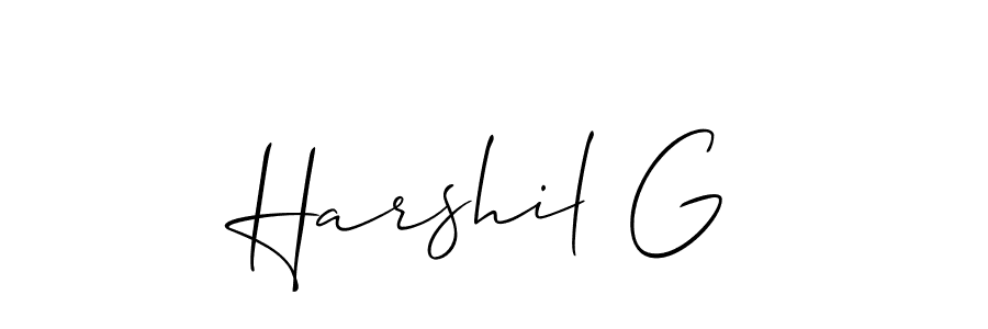 if you are searching for the best signature style for your name Harshil G. so please give up your signature search. here we have designed multiple signature styles  using Allison_Script. Harshil G signature style 2 images and pictures png