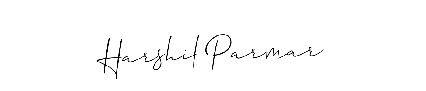 How to make Harshil Parmar name signature. Use Allison_Script style for creating short signs online. This is the latest handwritten sign. Harshil Parmar signature style 2 images and pictures png