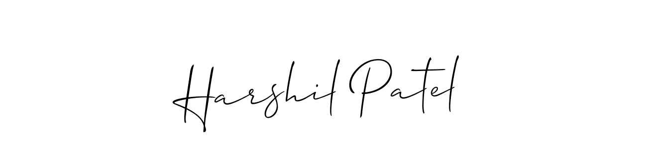 The best way (Allison_Script) to make a short signature is to pick only two or three words in your name. The name Harshil Patel include a total of six letters. For converting this name. Harshil Patel signature style 2 images and pictures png