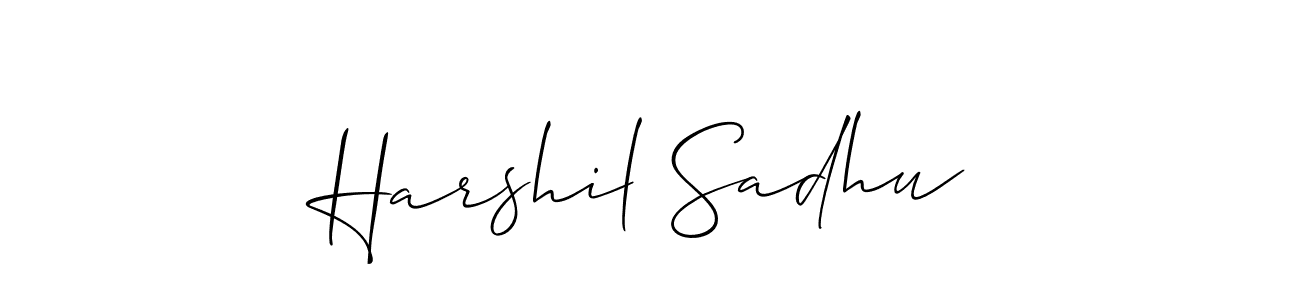 The best way (Allison_Script) to make a short signature is to pick only two or three words in your name. The name Harshil Sadhu include a total of six letters. For converting this name. Harshil Sadhu signature style 2 images and pictures png