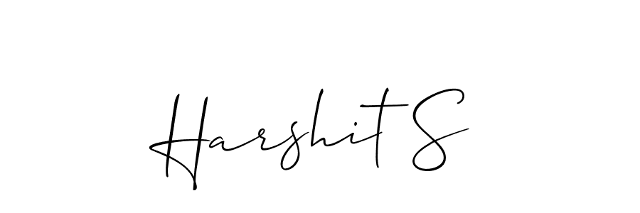 The best way (Allison_Script) to make a short signature is to pick only two or three words in your name. The name Harshit S include a total of six letters. For converting this name. Harshit S signature style 2 images and pictures png
