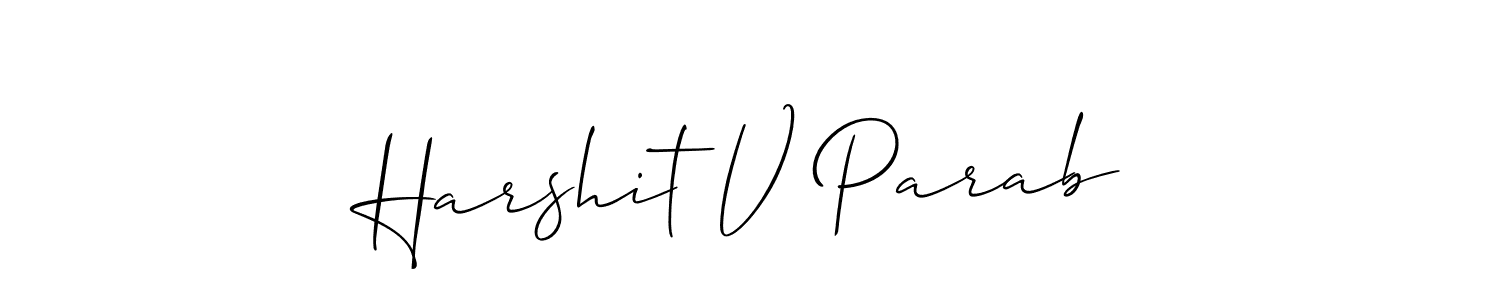 How to make Harshit V Parab name signature. Use Allison_Script style for creating short signs online. This is the latest handwritten sign. Harshit V Parab signature style 2 images and pictures png