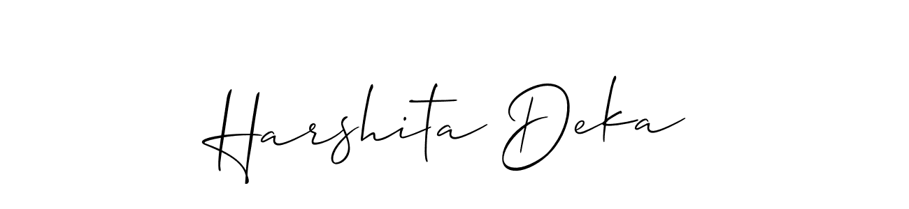 Allison_Script is a professional signature style that is perfect for those who want to add a touch of class to their signature. It is also a great choice for those who want to make their signature more unique. Get Harshita Deka name to fancy signature for free. Harshita Deka signature style 2 images and pictures png