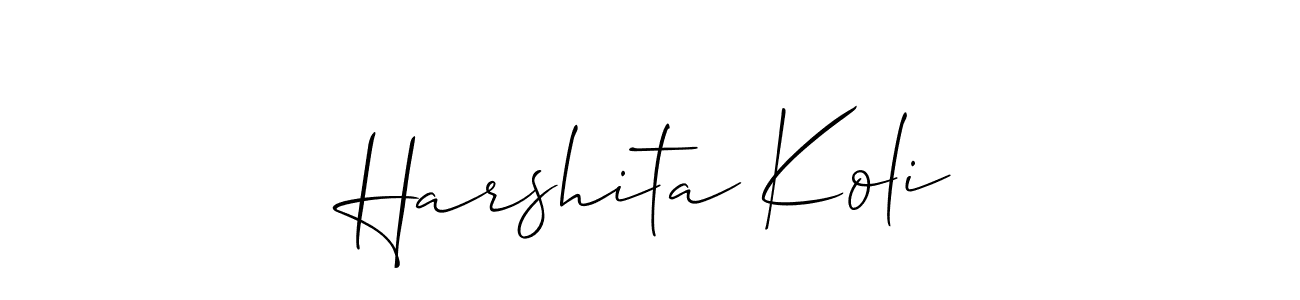 Similarly Allison_Script is the best handwritten signature design. Signature creator online .You can use it as an online autograph creator for name Harshita Koli. Harshita Koli signature style 2 images and pictures png