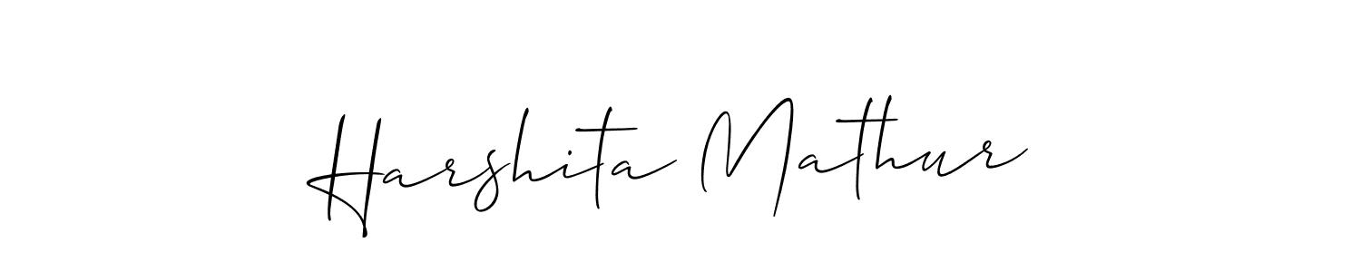 Allison_Script is a professional signature style that is perfect for those who want to add a touch of class to their signature. It is also a great choice for those who want to make their signature more unique. Get Harshita Mathur name to fancy signature for free. Harshita Mathur signature style 2 images and pictures png