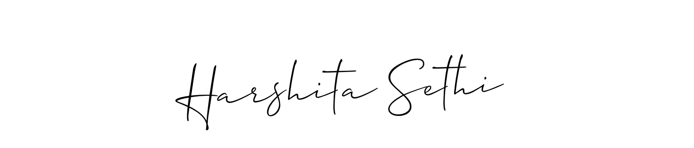 Make a short Harshita Sethi signature style. Manage your documents anywhere anytime using Allison_Script. Create and add eSignatures, submit forms, share and send files easily. Harshita Sethi signature style 2 images and pictures png