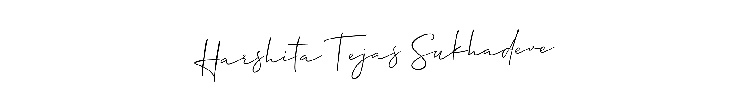The best way (Allison_Script) to make a short signature is to pick only two or three words in your name. The name Harshita Tejas Sukhadeve include a total of six letters. For converting this name. Harshita Tejas Sukhadeve signature style 2 images and pictures png
