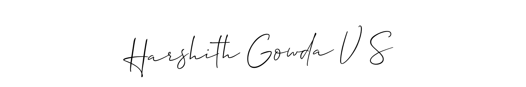 Create a beautiful signature design for name Harshith Gowda V S. With this signature (Allison_Script) fonts, you can make a handwritten signature for free. Harshith Gowda V S signature style 2 images and pictures png